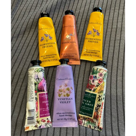 Lot Of 6 Crabtree & Evelyn Moisturizing Therapy Fig Fresia Violet 0.9oz 25g NEW - Picture 1 of 4